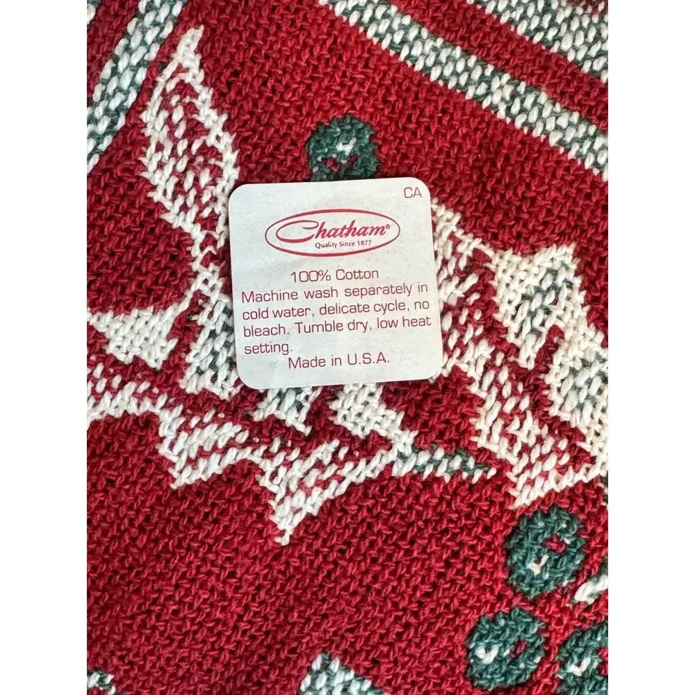 Chatham Christmas Santa Holiday Jacquard Woven Cotten Tapestry Throw Blanket VTG